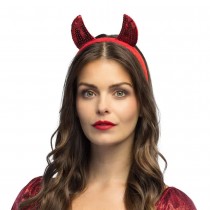 SERRE-TÊTE CORNES DIABLE SEQUIN ROUGE ADULTE