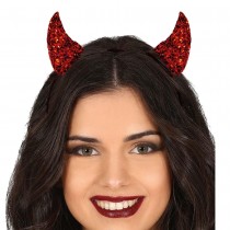SERRE-TÊTE CORNES DIABLESSE FIL ROUGE MÉTAL ADULTE