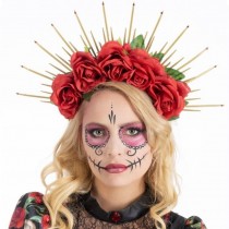 SERRE-TÊTE COURONNE DAY OF THE DEAD ROUGE ADULTE