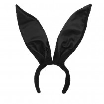 SERRE-TÊTE GRANDES OREILLES LAPIN SATIN NOIR FEMME