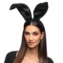SERRE-TÊTE GRANDES OREILLES LAPIN SATIN NOIR FEMME