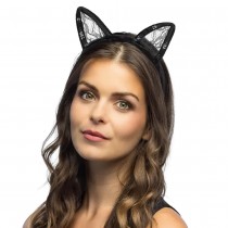 SERRE-TÊTE OREILLES CHAT DENTELLE NOIR FEMME