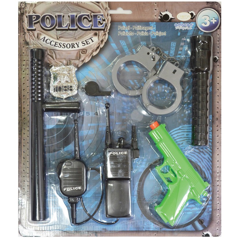 Pistolet de Police avec son et lumière + menottes (Jouets pour