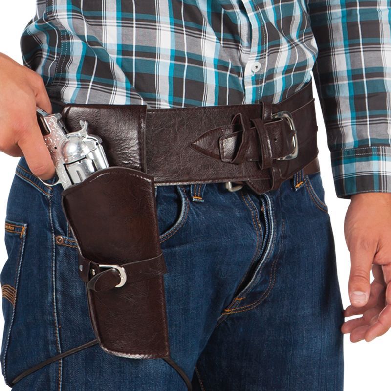 CEINTURE HOLSTER COW BOY WESTERN 110CM MARRON