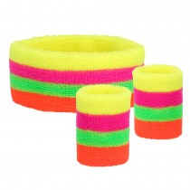 SET DE 3 BANDEAUX ÉPONGE NÉON MULTICOLORES ADULTE