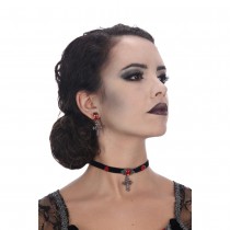 SET TOUR DE COU BOUCLES OREILLES VAMPIRE