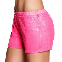 SHORT STRETCH ANNÉES 80 SEQUINS ROSE FLUO FEMME