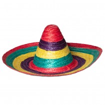 SOMBRERO CHAPEAU PAILLE MEXIQUE 49CM MULTICOLORE