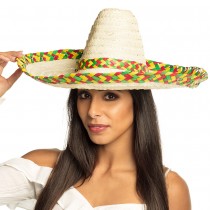 SOMBRERO MEXICAIN FEUILLES PALMIER 48CM ADULTE