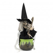 SORCIÈRE AVEC CHAUDRON ANIMÉE 44CM