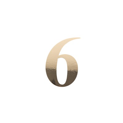 STICKER CHIFFRE 6 AUTOCOLLANT 15CM OR