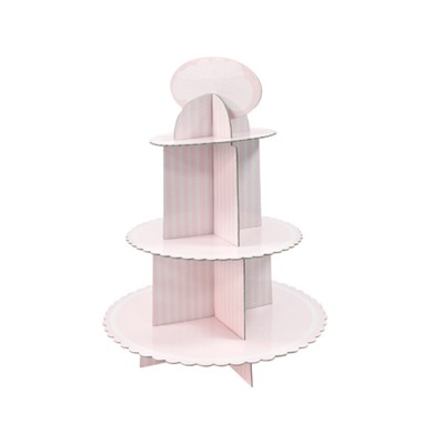 SUPPORT 3 ÉTAGES BABYSHOWER ROSE 30X42CM