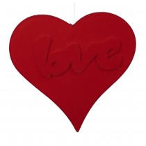 SUSPENSION CŒUR VELOUTÉ LOVE 40CM ROUGE