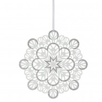 SUSPENSION FLOCON DE NEIGE BOIS 30CM BLANC