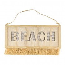 SUSPENSION PANCARTE BOIS PLAGE 35X20X1.2CM NATURE