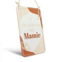 SUSPENSION PLAQUE MÉTAL VIE BELLE MAMIE 14.2X20CM