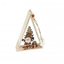 SUSPENSION TRIANGLE PÈRE NOËL BOIS 15X11X3CM ROUGE