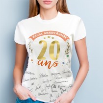 T-SHIRT À DÉDICACER 20ANS ANNIVERSAIRE FEMME L