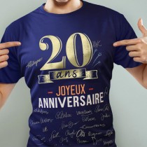 T-SHIRT À DÉDICACER 20ANS ANNIVERSAIRE HOMME XL