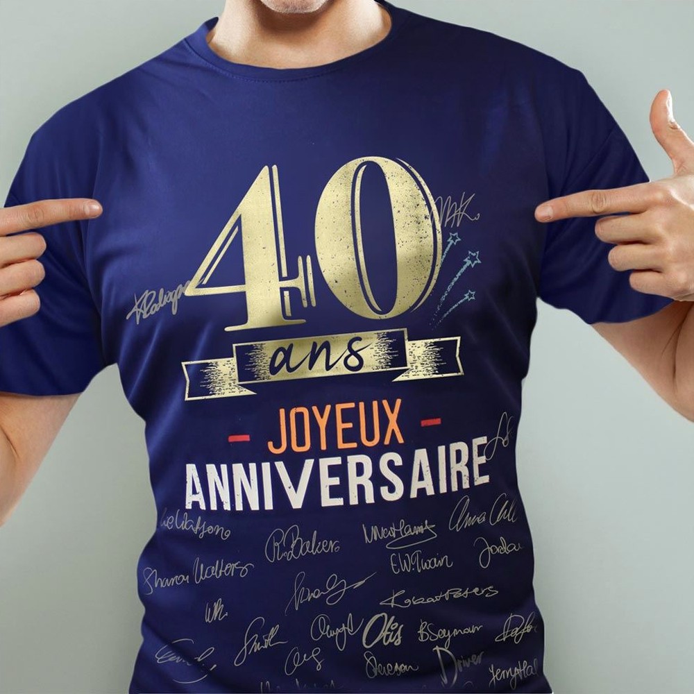 TEE SHIRT ANNIVERSAIRE HOMME - 40AINE