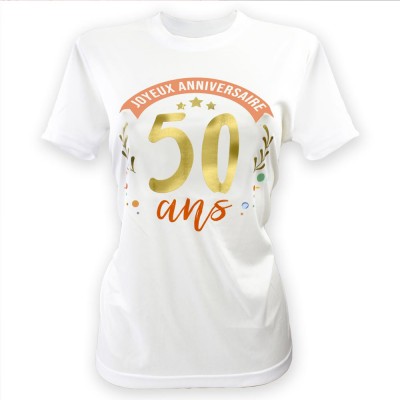 T-SHIRT À DÉDICACER POLYESTER 50ANS FEMME