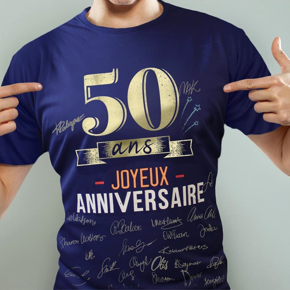 TEE SHIRT ANNIVERSAIRE HOMME - 50AINE