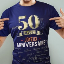 T-SHIRT À DÉDICACER 50ANS ANNIVERSAIRE HOMME XL