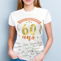 T-SHIRT À DÉDICACER POLYESTER 60ANS FEMME