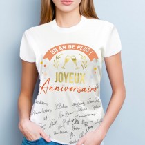 T-SHIRT À DÉDICACER POLYESTER ANIVERSAIRE FEMME