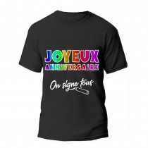 T-SHIRT COTON DÉDICACES JOYEUX ANNIVERSAIRE ADULTE