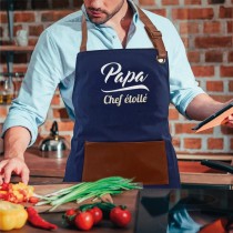 TABLIER CUISINE COTON TERRACOTTA PAPA CHEF ÉTOILÉ