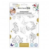 TATOUAGES ÉPHÉMÈRES À COLORIER FLOWER POWER