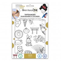 TATOUAGES ÉPHÉMÈRES À COLORIER JAPON KAWAÏ