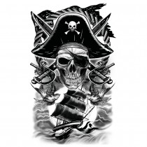 TATOUAGES ÉPHÉMÈRES CRÂNE PIRATE REBELLION 14X30CM