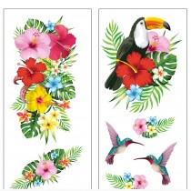 TATOUAGES ÉPHÉMÈRES EXOTIQUE FAUNE FLORE COLORÉ