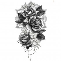 TATOUAGES ÉPHÉMÈRES MANDALA ROSES 14X30CM