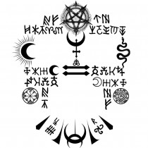 TATOUAGES ÉPHÉMÈRES VISAGE INSCRIPTIONS SATANIQUES