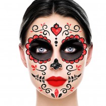 TATOUAGES ÉPHÉMÈRES VISAGE PAILLETÉ CATRINA 20CM
