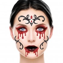 TATOUAGES ÉPHÉMÈRES VISAGE PAILLETÉ VAMPIRE 20CM