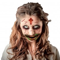 TATOUAGES ÉPHÉMÈRES VISAGE ZOMBIE POSSÉDÉ HORREUR