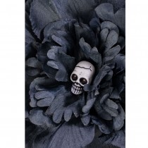 TIGE FLEUR ARTIFICIEL TÊTE DE MORT 40CM NOIR