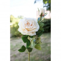 TIGE FLEUR ROSE BOUTON ARTIFICIEL 66CM CRÈME