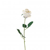 TIGE FLEUR ROSE VELOURS PAILLETTES 62CM BLANC