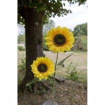 TIGE FLEURS DE TOURNESOL FEUILLES 88CM JAUNE