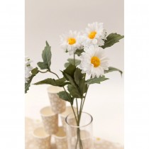 TIGE MARGUERITE ARTIFICIELLE 2 TÊTES 66CM BLANC