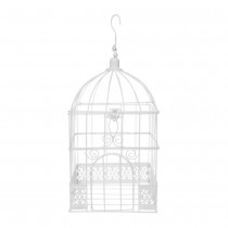 TIRELIRE CAGE OISEAU CARRÉE 18X34CM BLANC