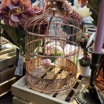 TIRELIRE CAGE OISEAU MÉTAL Ø20CM 31CM ROSE GOLD