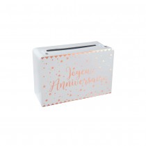 TIRELIRE CARTON ANNIVERSAIRE 24X16X10CM ROSE GOLD