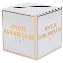 TIRELIRE JOYEUX ANNIVERSAIRE CARTON 20X20X20CM