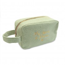 TROUSSE DE TOILETTE COTON MAMAN 9X18X12CM VERT